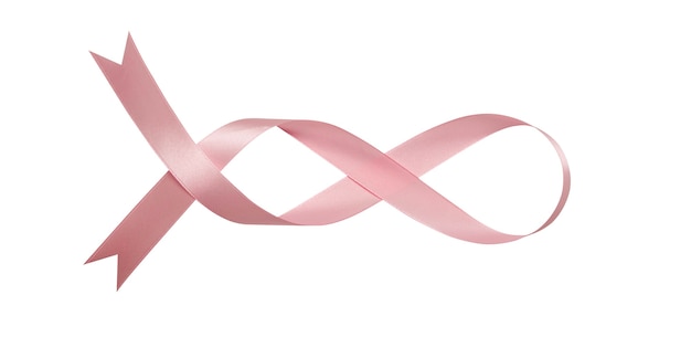 Photo a pink ribbons isolated on a white background with clipping path.