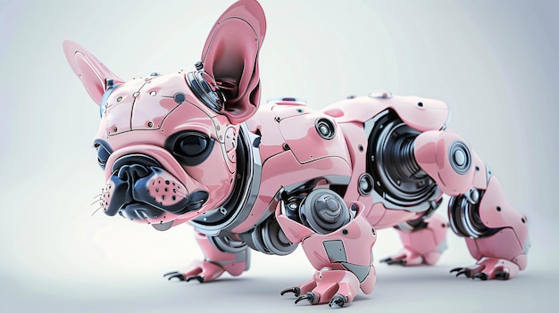 Photo a pink robot with a pink nose and ears and ears