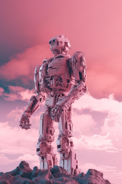 A pink robot with the word robot on it