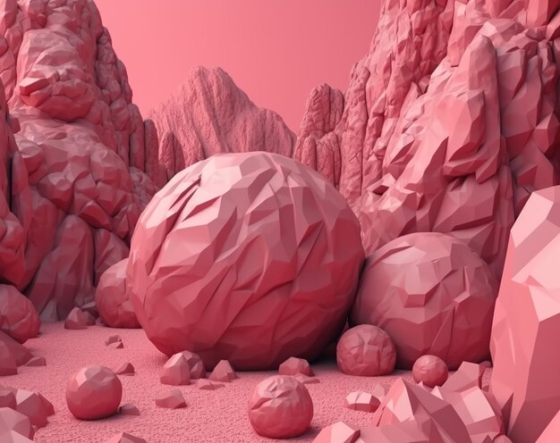 Pink rocks in a desert