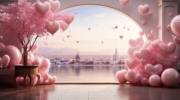 Premium AI Image | Pink romantic love background pink beautiful background