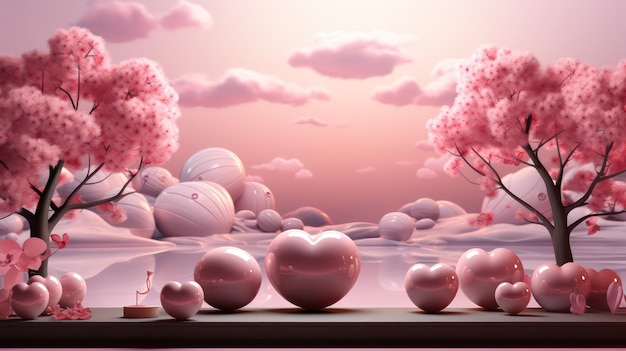 Premium AI Image | Pink romantic love background pink beautiful background