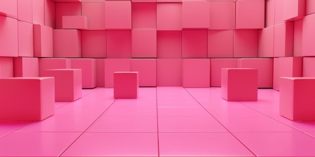 Pink room with pink boxes and pink floor stock background
