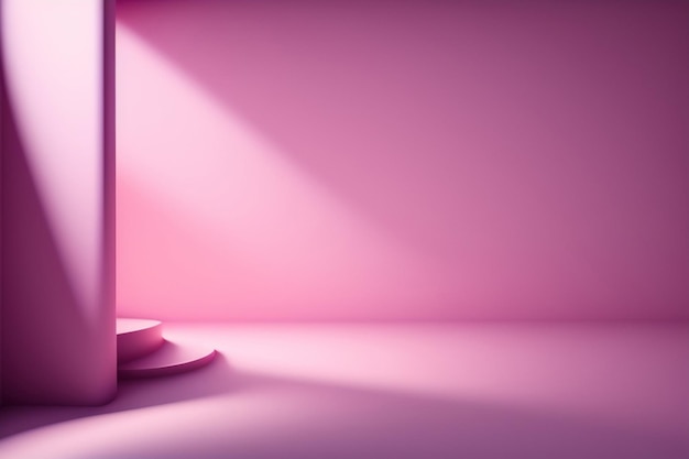 A pink room with a spiral staircase and a light on the wall.