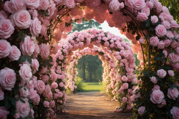 Pink Rose Archway in Garden pink rose picture photography