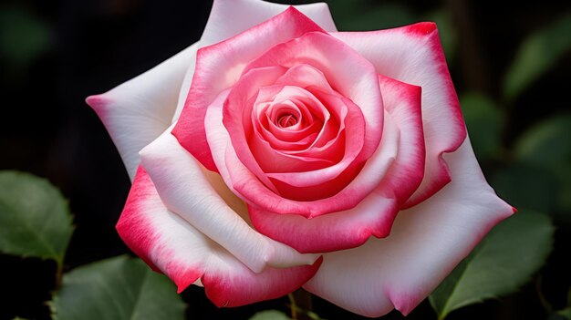 Розовая роза цветет в саду вблизи