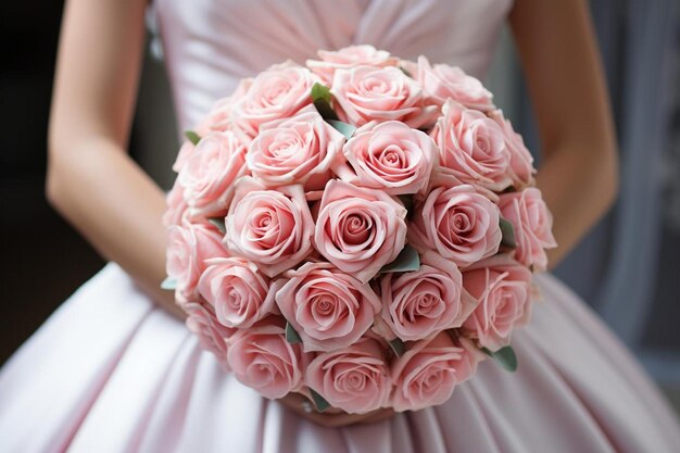 Pink Rose Bouquet in Brides Hands pink rose picture photography