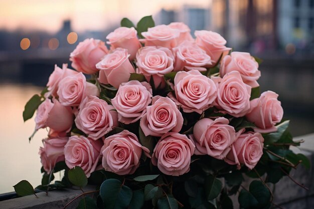 Pink Rose Bouquet with Greenery pink rose picture photography