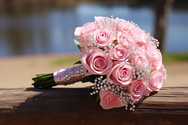 Pink Rose Bouquet with Pearl Accents pink rose picture photography