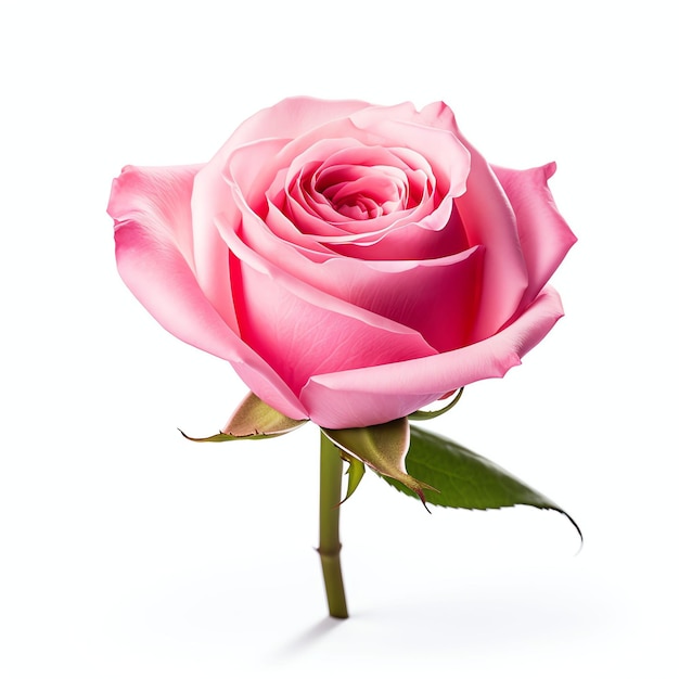 pink rose bud isolated on white background