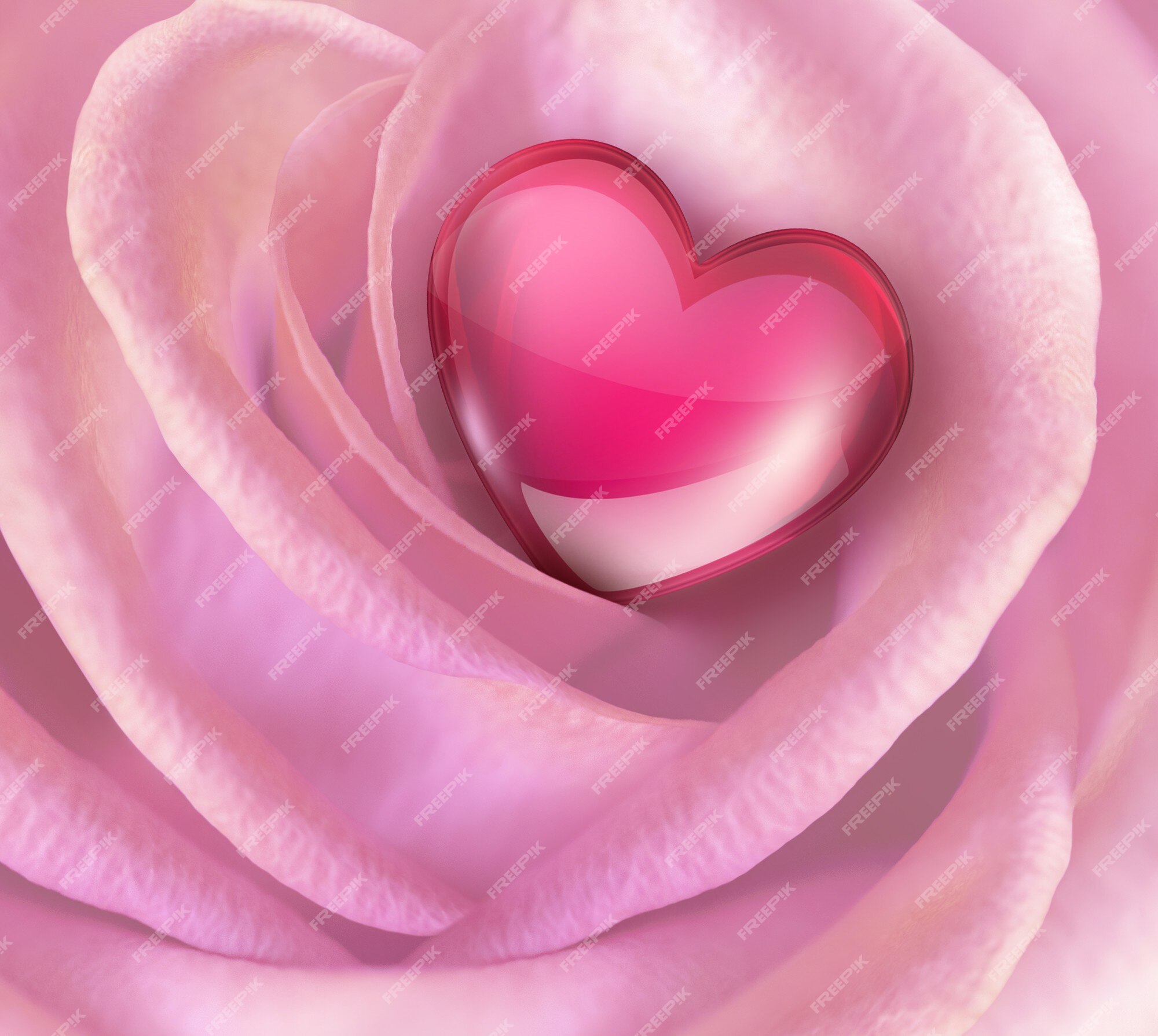 Premium Photo | Pink rose close-up full screen with heart inside Premium Photo | Pink rose close-up full screen with heart inside