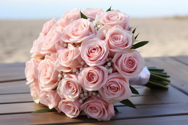 Photo pink rose in elegant bridal bouquet pink rose image photography