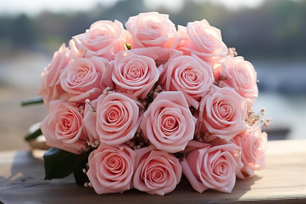 Розовая в элегантном брачном букете розовая роза фотографирование изображений