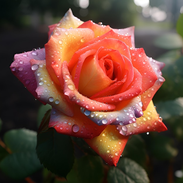 Розовая роза наслаждается солнечными лучами