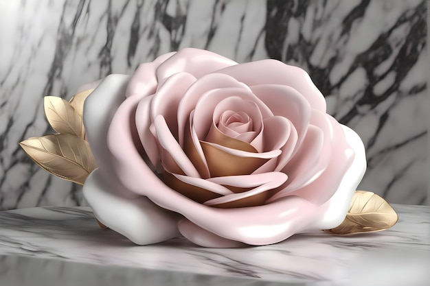 Pink rose flower background marble