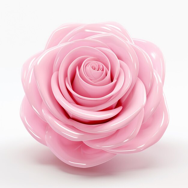Foto un fiore di rosa su uno sfondo bianco generativo ai