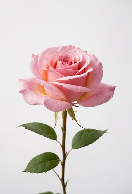 白い背景のピンクのバラの花