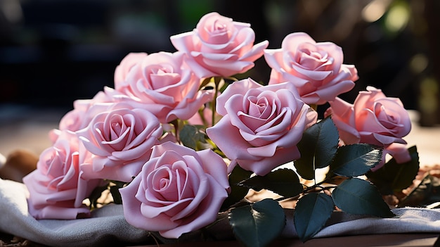 Pink rose flowers arrangement isolated on white