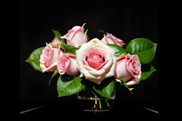 Photo pink rose flowers in a floral arrangement isolated on white background