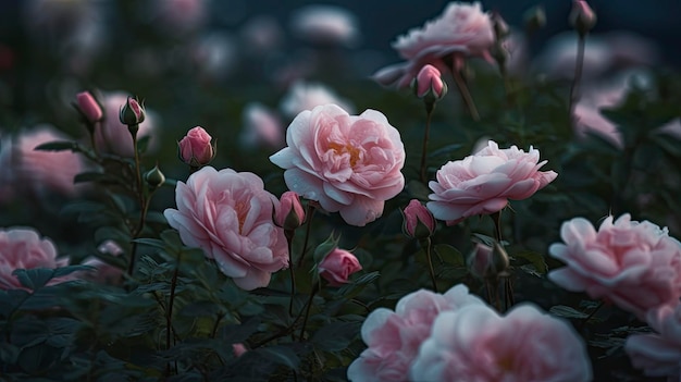 A pink rose in a garden