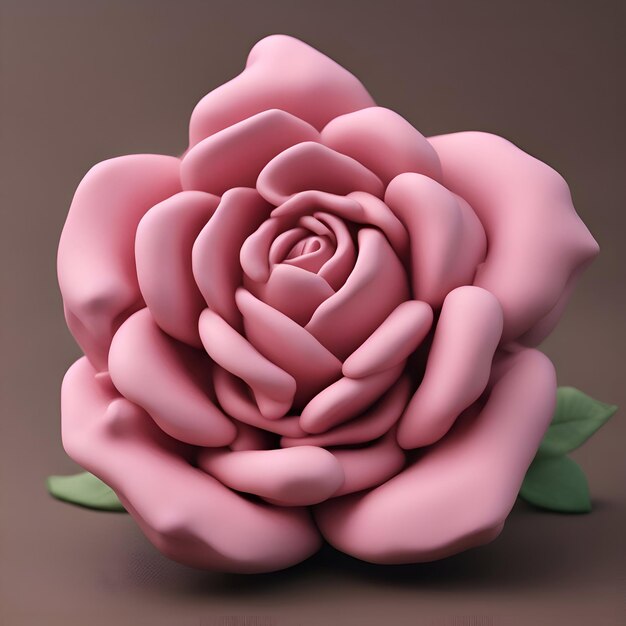 Pink rose on a gray background 3d illustration Render