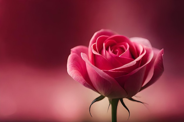 A pink rose is in the center of a picture.