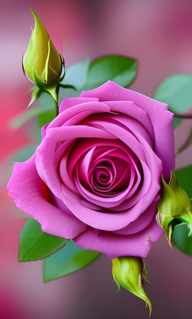 A pink rose is in front of a red background.