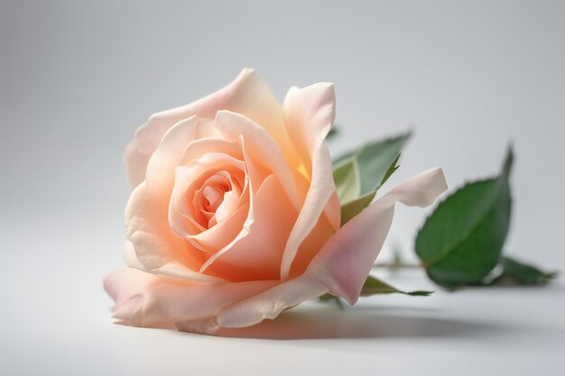 A pink rose is on a white background