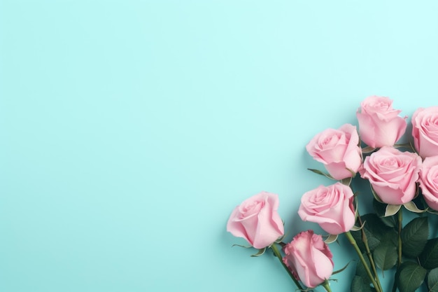 pink rose on lavender background top view