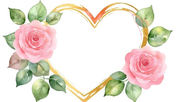 Foto pink rose love frame bloemrijke achtergrond