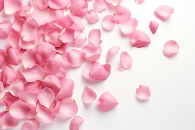Foto petali di rosa sparsi su superficie bianca fotografia di immagini di rose rosa
