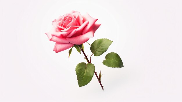 Pink Rose Plant Isolated on White Background Generative Ai