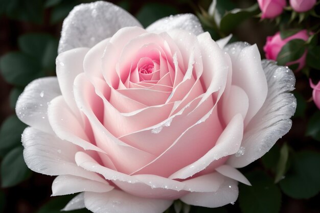 A pink rose in the rain