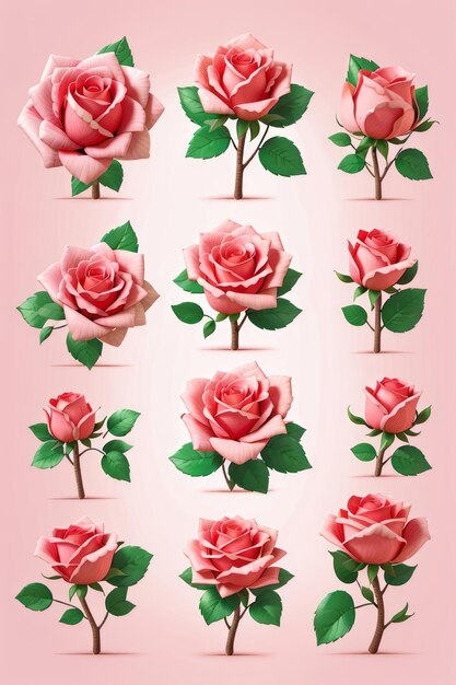 pink rose or red rose clean background white background sticker for