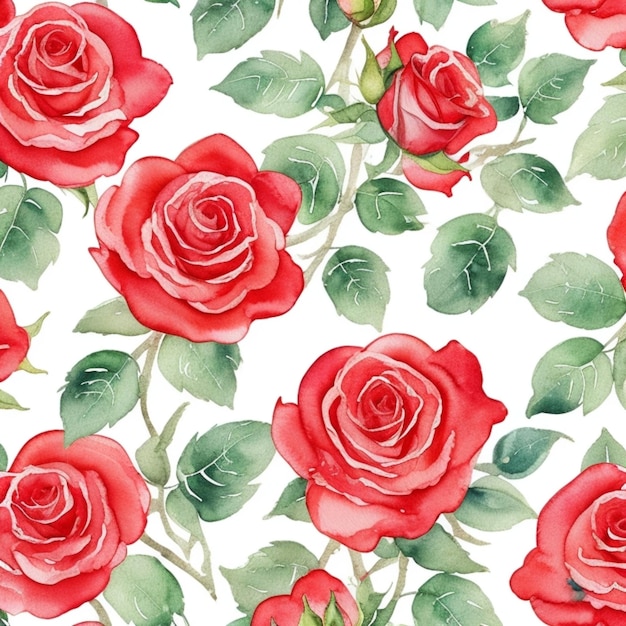 Pink rose seamless pattern isolated on the white background photo with clipping path