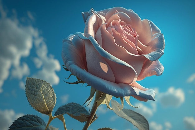 Розовая роза в небе