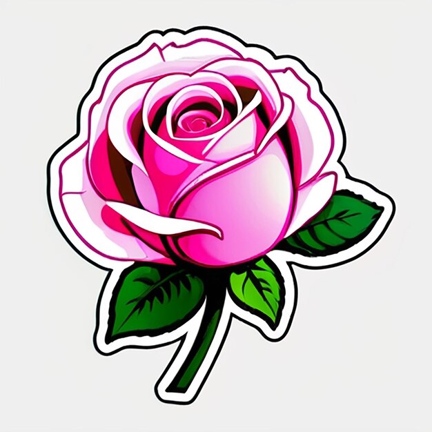 pink rose sticker with AI generative