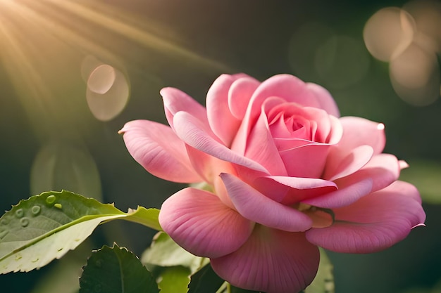 A pink rose in the sunlight