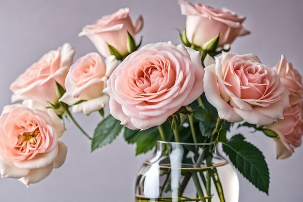 A pink rose in a vase with a green stem