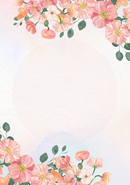 Pink Rose Watercolor Flower Background Document A4 1