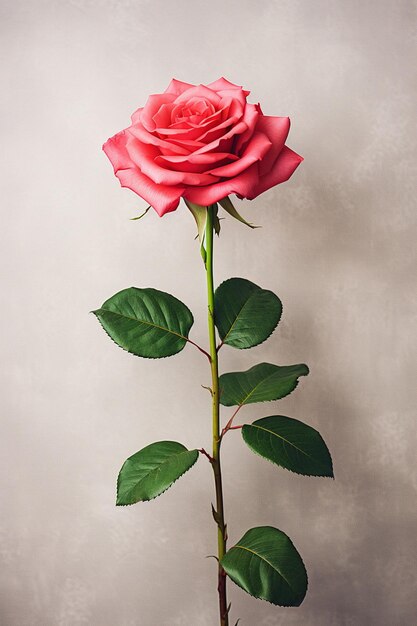 Foto pink rose on white wall