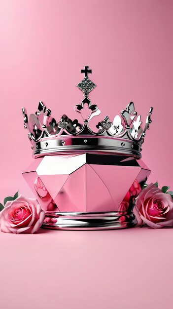 Pink Rose With Crown