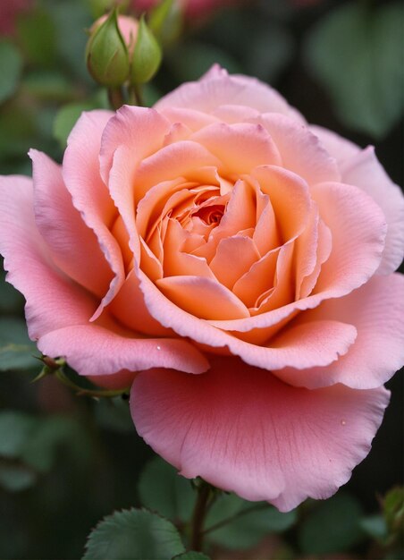 a pink rose with pink petals and green leaves