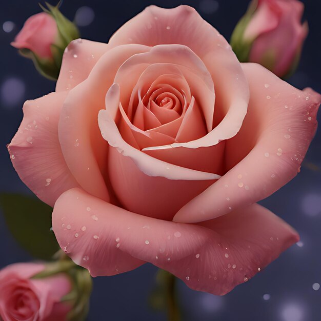 a pink rose with raindrops on it