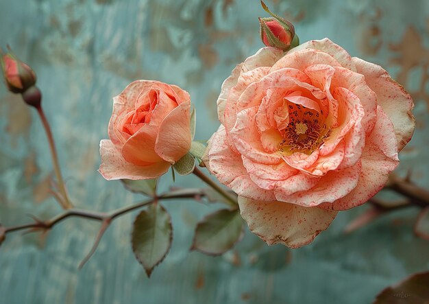 Foto una rosa rosa con gocce di pioggia su di essa