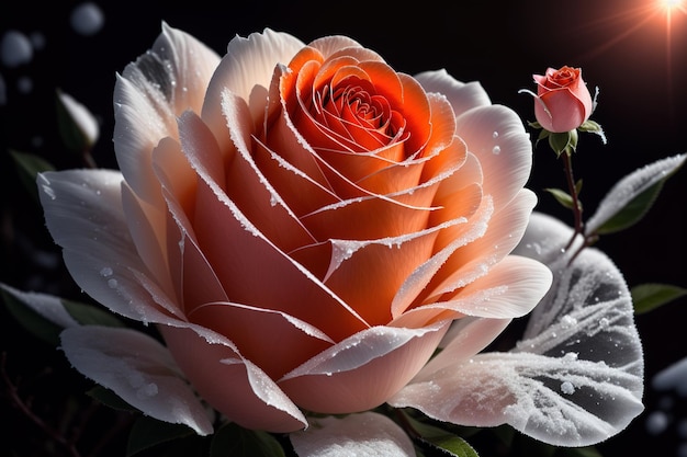 A pink rose with a small flower in the center