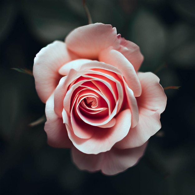 A pink rose with a spiral design in the center.