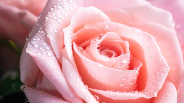 A pink rose with water droplets on it