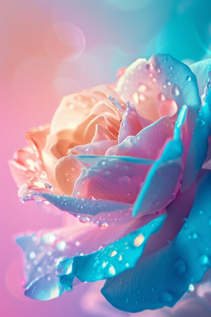 Photo a pink rose with water drops on it