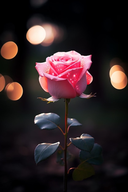 Foto a pink rose with a white center and a red heart on the center